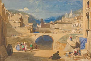 Bridge in a Continental Town [ca. 1830] by John Sell Cotman [1782–1842]