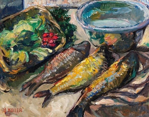 Still Life With Three Fish by Broncia Koller–Pinell [1863–1934]