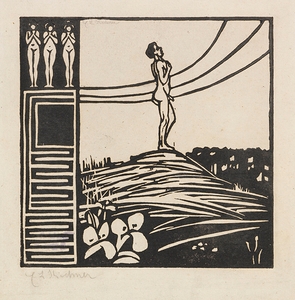 Männliche Figur auf einem Berg [Die Sehnsucht] [1905] by Ernst Ludwig Kirchner [1880–1938]
