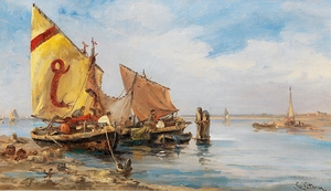 Fishermen in the Venetian Lagoon by Leontine von Littrow [1860–1914]