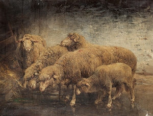 Sheep In A Barn [1885] by Heinrich Von Zügel [1850–1941]
