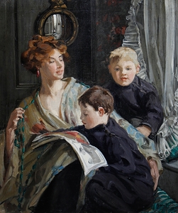 A Portrait Of A Mother And Her Two Sons [1911] by Hilda Fearon [1878–1917]