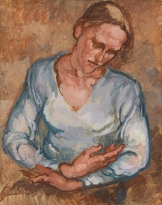 Frau mit verschränkten Armen by Johanna Kampmann–Freund [1888–1940]