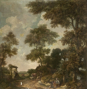 Behangselschildering van een Hollands landschap met een zandweg [c. 1776] by Jurriaan Andriessen [1742–1819]