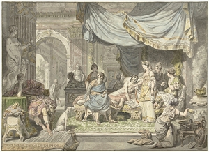 Antiochus probeert de liefde voor zijn moeder Stratonice te verbergen [1775] by Jean Grandjean [1752–1781]