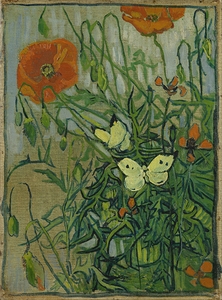 Butterflies and poppies [1890] by Vincent van Gogh [1853–1890]