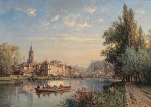 A Village by the River [1874] by Charles Euphrasie Kuwasseg [1833–1904]