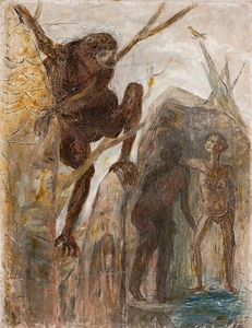 Landscape with a monkey [1924] by Tadeusz Makowski [1882–1932]