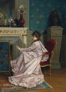 Au Coin De Feu [1878] by Auguste Toulmouche [1829–1890]