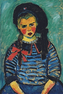 Girl With Red Ribbon [1911] by Alexej von Jawlensky [1864–1941]