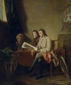 Portrait Of A Man And A Boy Looking At Prints [1765 and 1770] by John Hamilton Mortimer [1740–1779]