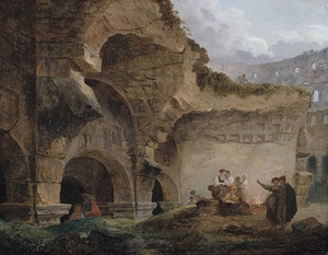 Washerwomen in the Ruins of the Colosseum by Hubert Robert [1733–1808]