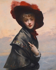 Dame au chapeau by Gustave Jean Jacquet [1846–1909]