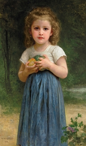Petite fille tenant des pommes dans les mains [1895] by William Bouguereau [1825–1905]