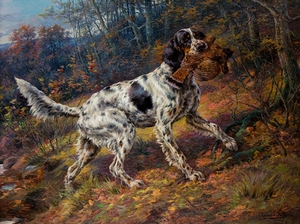 English Setter with Grouse by Edmund Henry Osthaus [1858–1928]