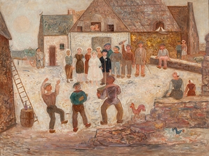 Wedding in a village [1924] by Tadeusz Makowski [1882–1932]