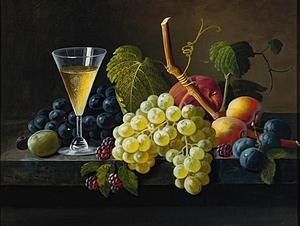 Still Life With Champagne Glass by Severin Roesen [1816–1872]