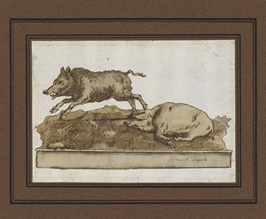 A Boar. Galloping to the Left. And a Sleeping Sow [on the Base] [mid–18th–early 19th century] by Giovanni Domenico Tiepolo [1727–1804]