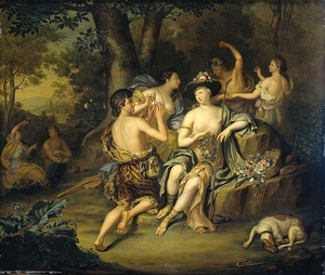 Shepherds and Shepherdesses in a Landscape [1735] by Hieronymus van der Mij [1687–1761]