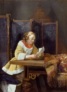 A Lady reading a Letter Netherlands [c. 1665] by Gerard ter Borch [1617–1681]