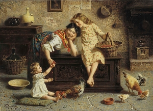 A Treat for Baby by Eugenio Zampighi [1859–1944]