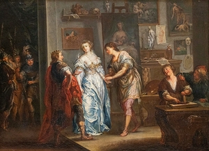 Alexander überlässt Kampaspe dem Maler Apelles by Johann Georg Platzer [1704–1761]