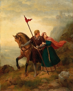 Walther and Hildegund Fleeing [1841] by Karl Friedrich Lessing [1808–1880]