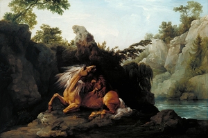 Horse Devoured by a Lion [1763] by George Stubbs [1724–1806]
