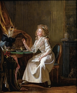 Elegant Looking At A Miniature Portrait by Michel Garnier [1753–1819]