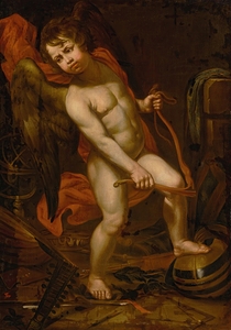 Cupid breaking his bow by Jean Ducamps [1600–1648]