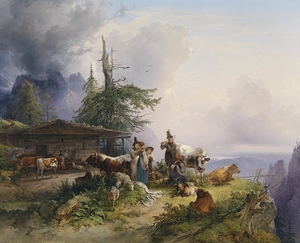 Alpenwirtschaft am Untersberg [1835] by Friedrich August Matthias Gauermann [1807–1862]