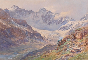 Ödenwinklkees with the Johannisberg by Edward Theodore Compton [1849–1921]