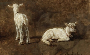 A Study Of Two Lambs by Juliette Peyrol–Bonheur [1830–1891]