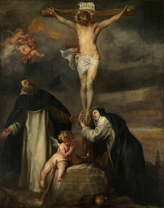 Christ on the Cross with Saint Catherine of Siena. Saint Dominic and an Angel [1622–1627] by Anthony van Dyck [1599–1641]