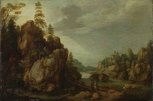 A Mountainous River Landscape with Tobias and the Angel [circa 1618] by Gillis Claesz. de Hondecoeter [circa 1575–1638]