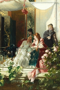 On the Balcony by Conrad Kiesel [1846–1921]