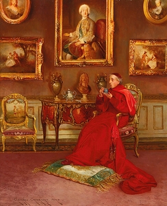Taking Tea by Georges Croegaert [1848–1923]