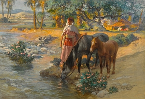 Watering the Horses [1921] by Frederick Arthur Bridgman [1847–1928]