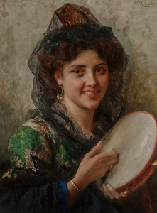 Girl with a tambourine by Federico Andreotti [1847–1930]