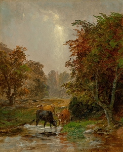 Cattle by a Stream [1895] by Jasper Francis Cropsey [1823–1900]