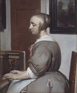 Femme au virginal [1662] by Gabriel Metsu [1629–1667]
