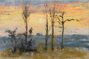 Coucher De Soleil by Camille Pissarro [1830–1903]