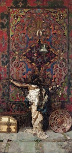 Arabe Delante De Un Tapiz [Arab Before a Tapestry] by Mariano Fortuny Marsal [1838–1874]