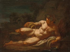 A river god reclining in a landscape by Follower of Nicolas Poussin [1594–1665]