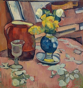 Nature morte [Vase de fleurs. Pichet et verre] [circa 1892] by Emile Bernard [1868–1941]