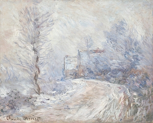 L’entrée de Giverny sous la neige [1885] by Claude Monet [1840–1926]