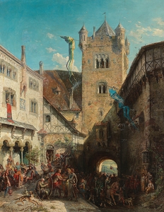Der Sängerstreit auf der Wartburg [1860] by August von Wille [1829–1887]