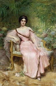 Portrait of Suzanne Hudelo Née Armand Sitting in a Greenhouse by Léon François Comerre [1850–1916]