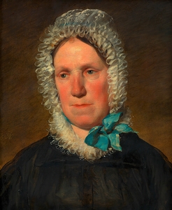 Josepha Kaltenthaler mit Spitzenhäubchen [Mutter der 1. Frau des Künstlers] [1836] by Friedrich von Amerling [1803–1887]