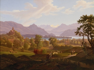 View Of Meggen With The Ruin Of Neu–Habsburg by Salomon Brunner [1778–1848]